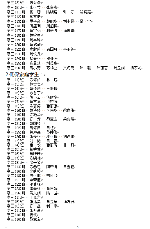 2019年秋国家助学金名单公示